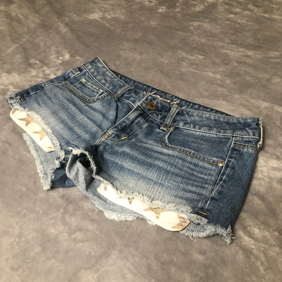 American Eagle Outfitters Pants - American Eagle Jean Shorts, Gold Glitter Star Pockets